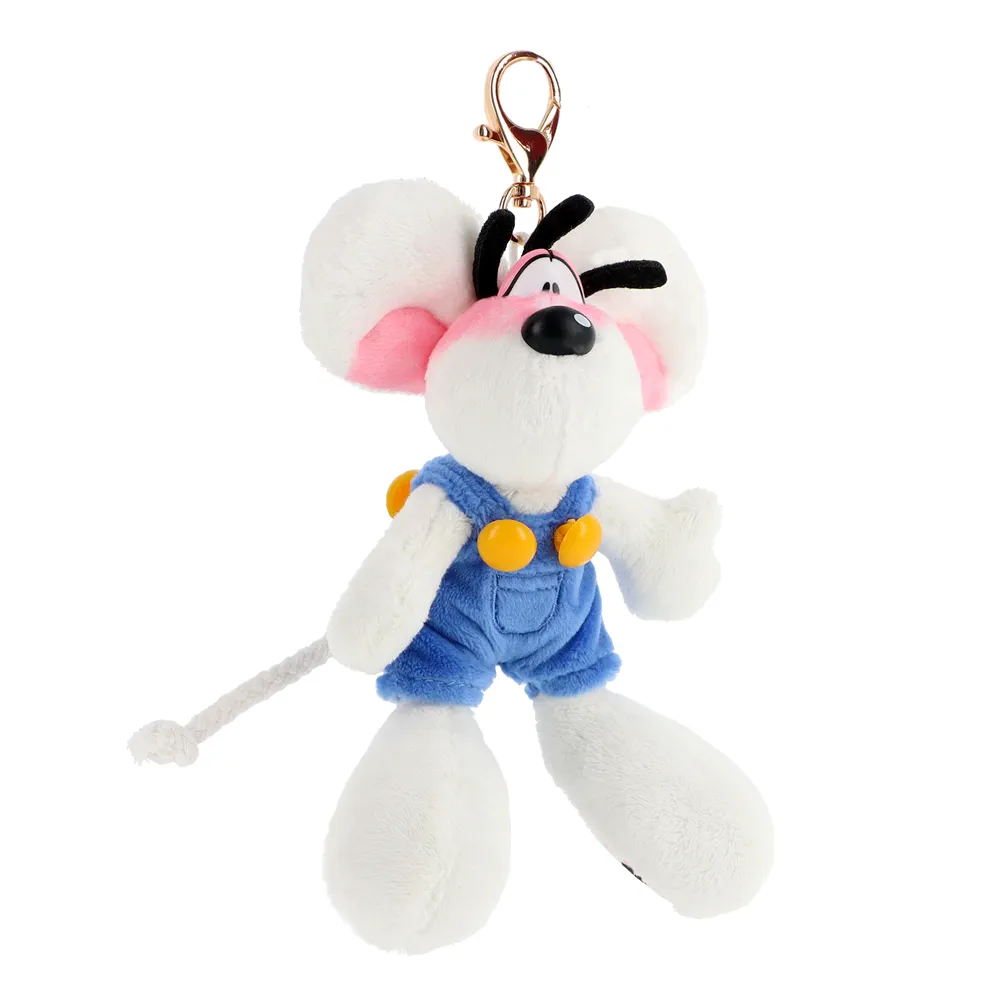 Porte-clés peluche Diddl en salopette Bleue 15cm