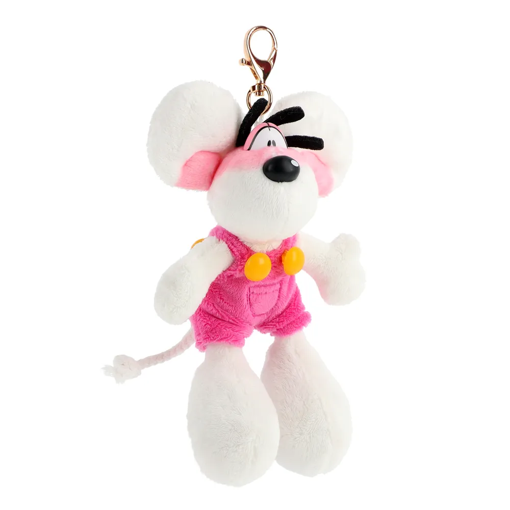 Porte-clés peluche Diddl en salopette Rose 15cm