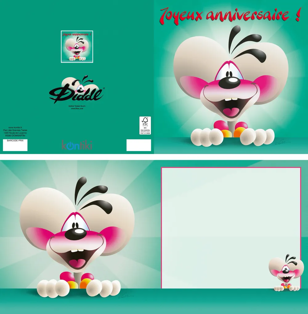 Carte 3D Diddl - Joyeux anniversaire!