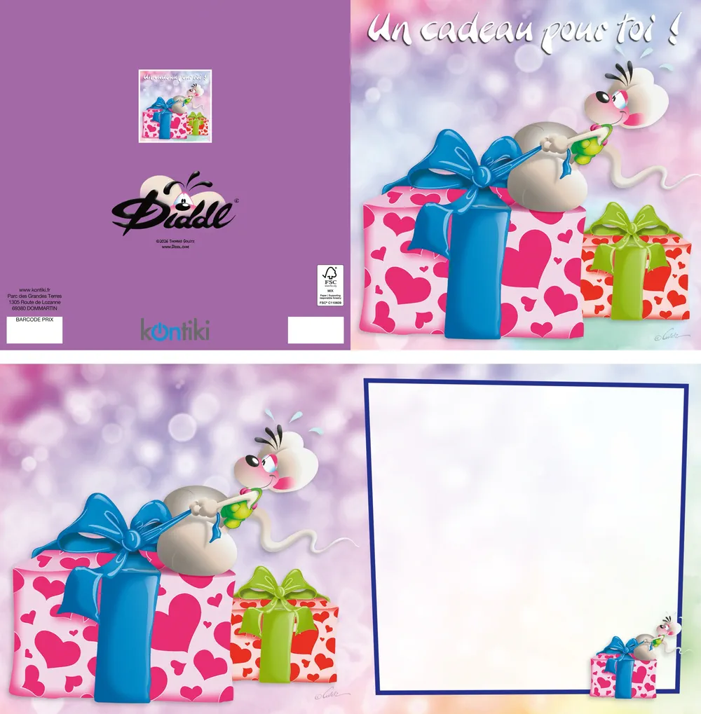 Carte 3D Diddl - Un cadeau pour toi! Carte 3D Diddl - Un cadeau pour toi!