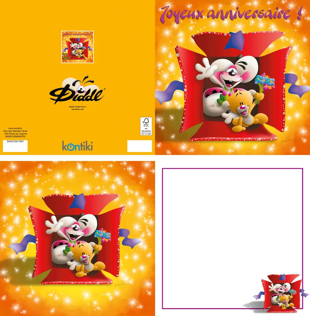 Carte 3D Diddl - Joyeux Anniversaire!