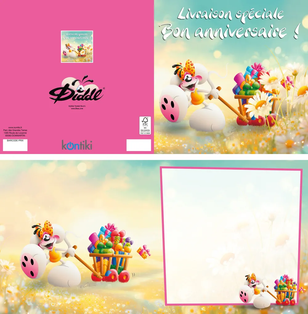 Carte 3D Diddl - Livraison spéciale - Bon annivers