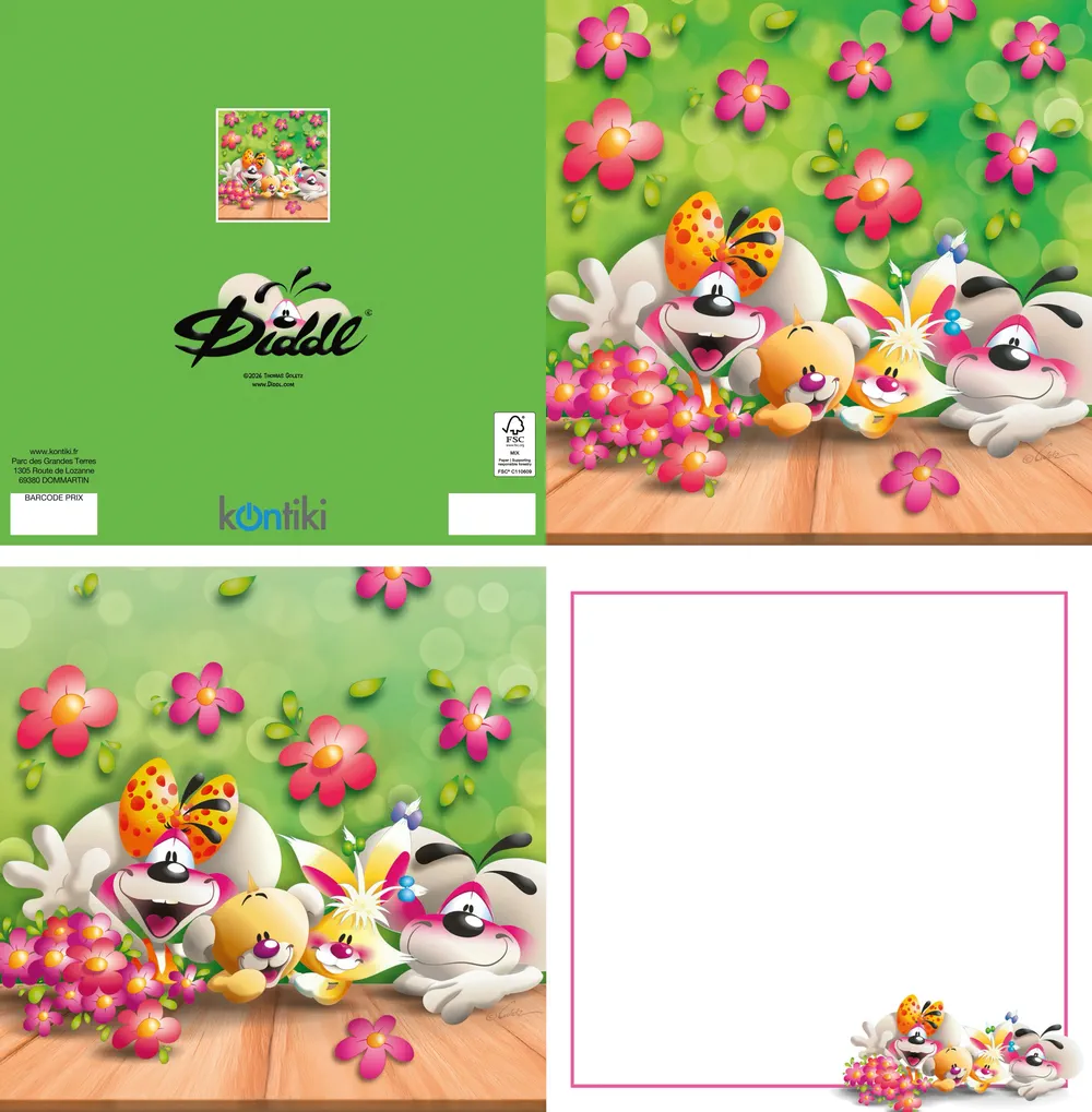 Carte 3D Diddl - Diddl & ses amis sans texte Carte 3D Diddl - Diddl & ses amis sans texte