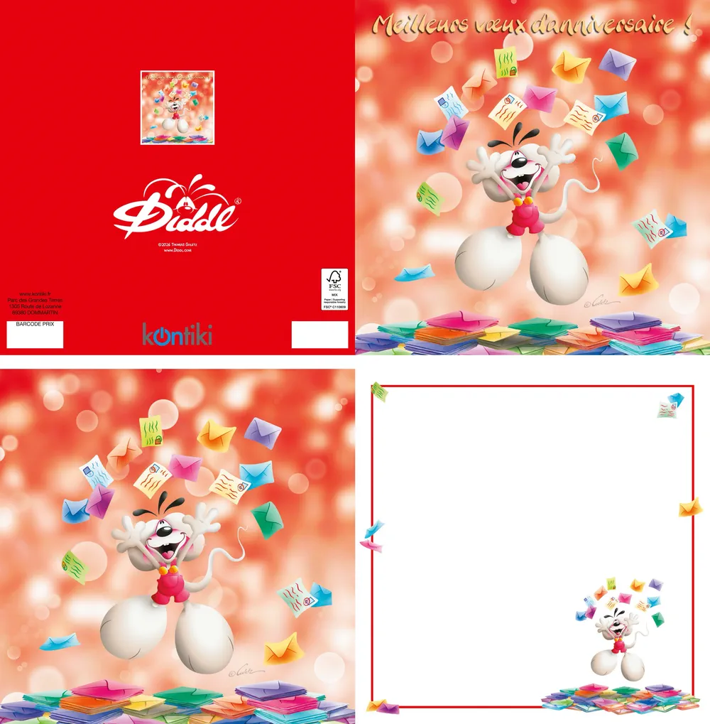 Carte 3D Diddl - Meilleurs vœux d'anniversaire! Carte 3D Diddl - Meilleurs vœux d'anniversaire!