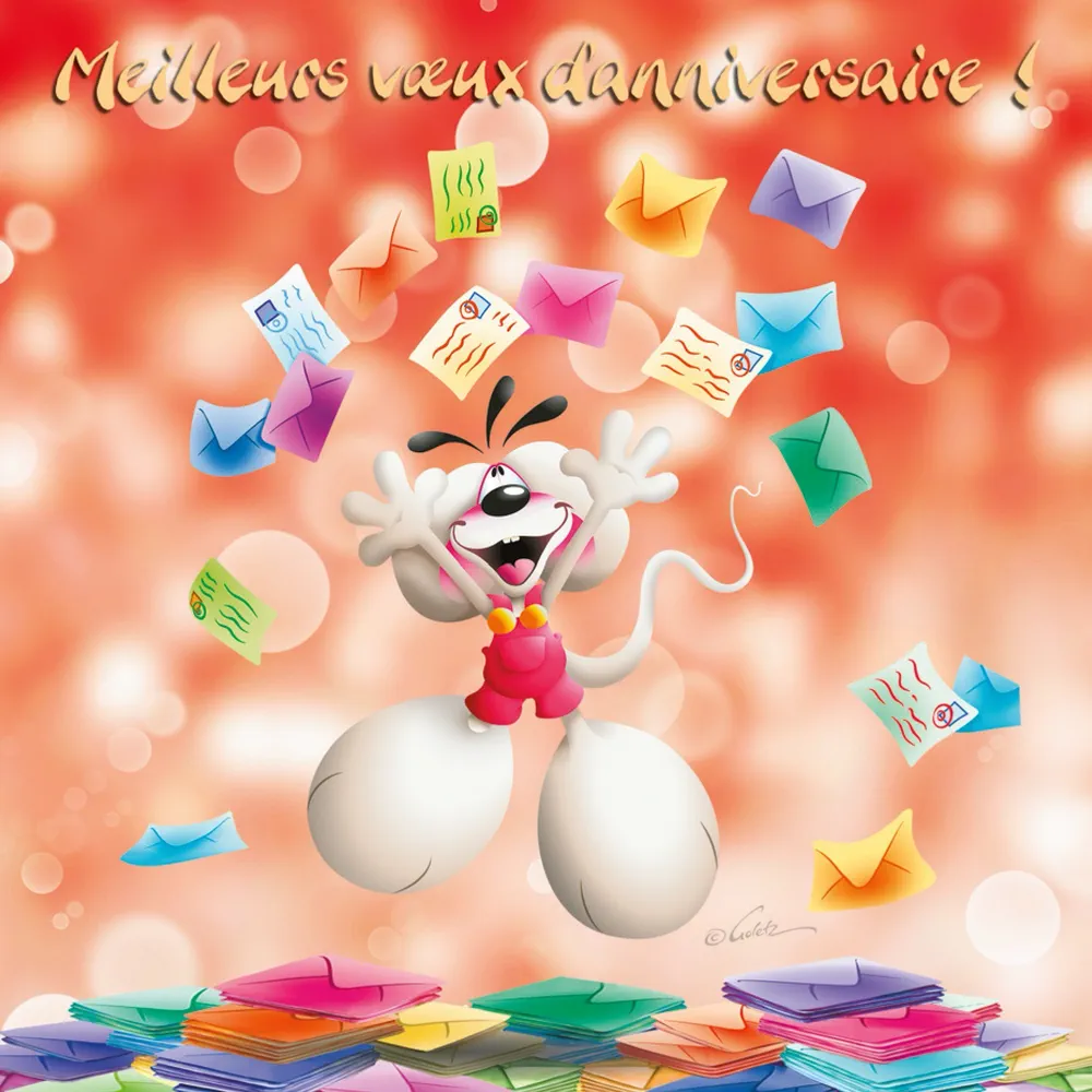 Carte 3D Diddl - Meilleurs vœux d'anniversaire!