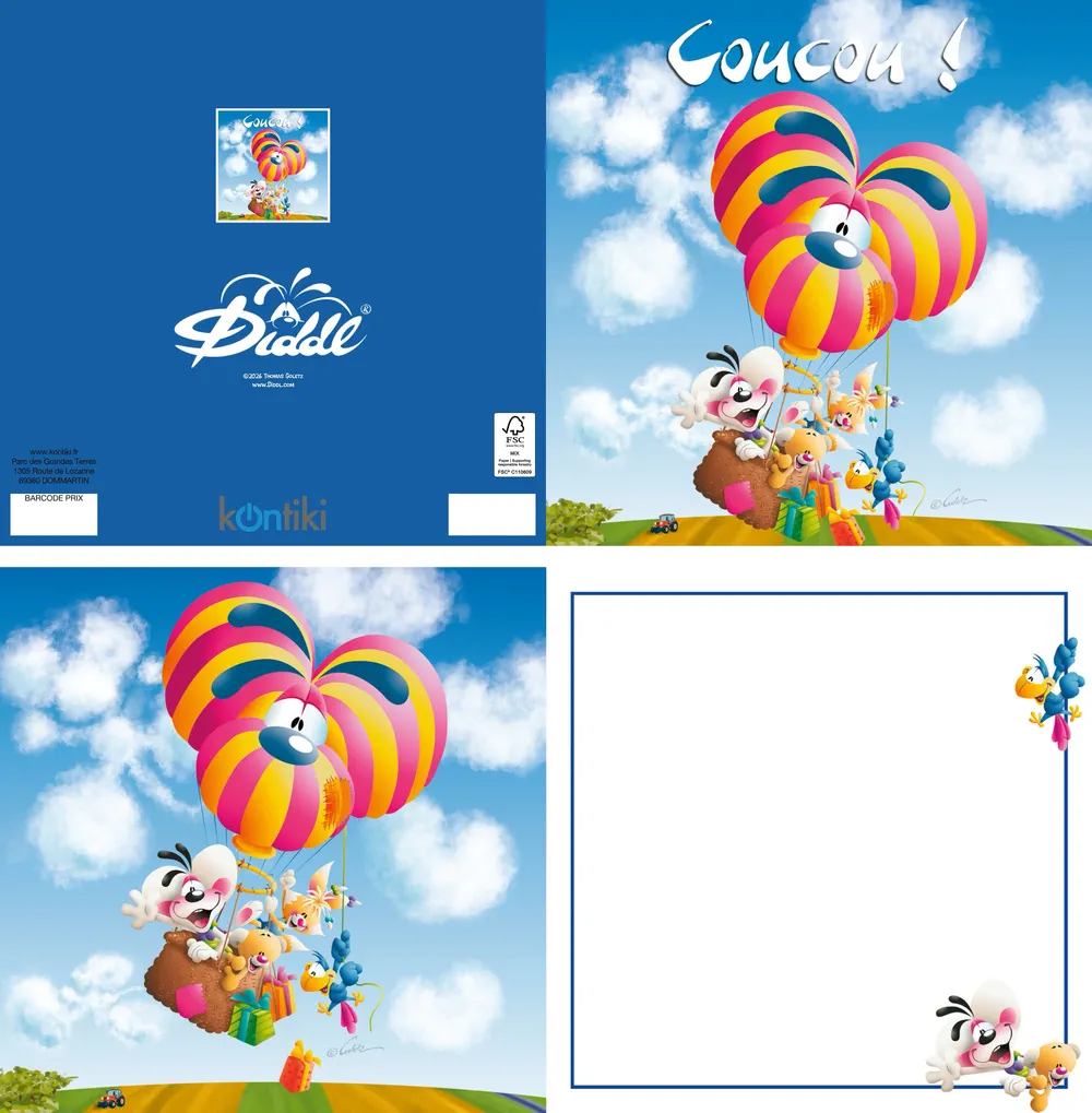 Carte 3D Diddl - Coucou!