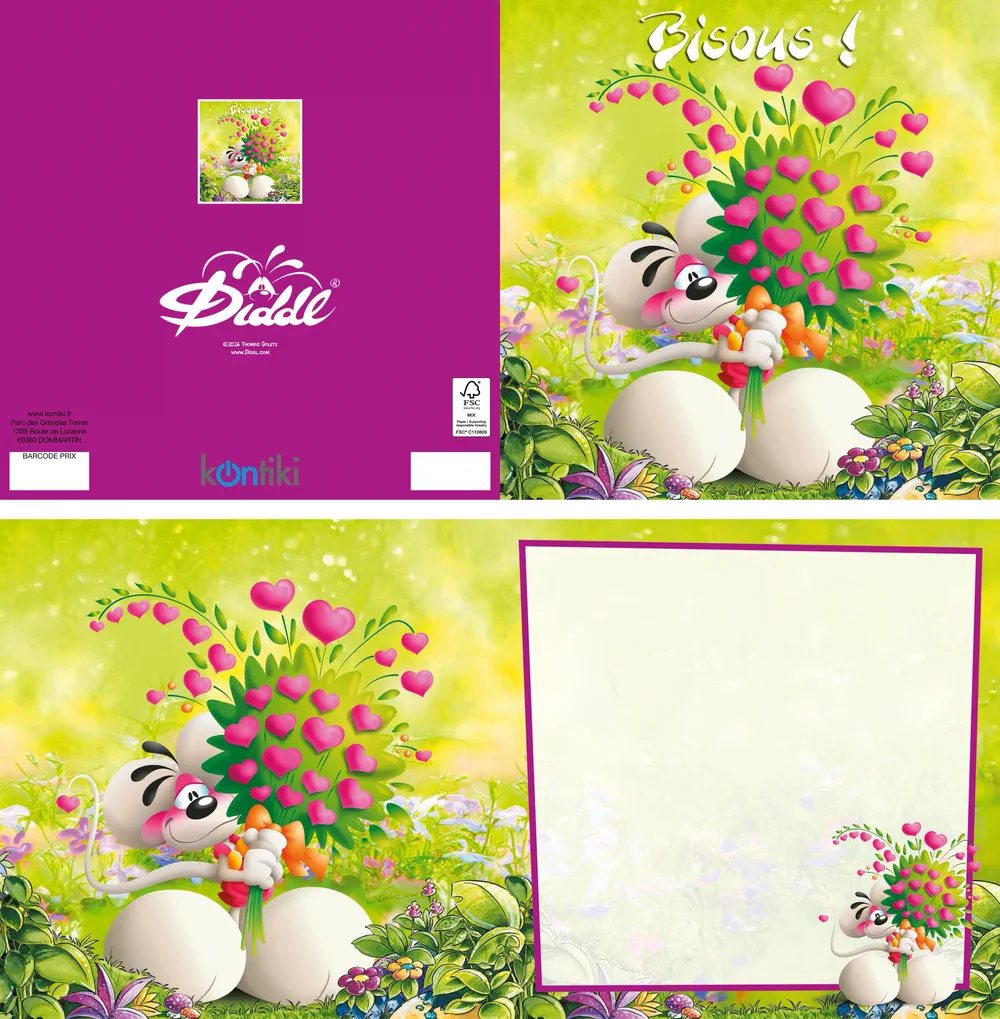 Carte 3D Diddl - Bisous!