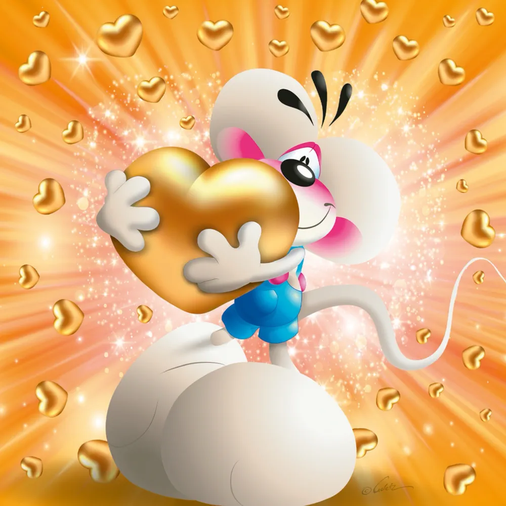 Carte 3D Diddl - Diddl & cœur doré sans texte