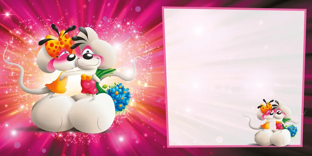 Carte 3D Diddl - Une tendre pensée! Carte 3D Diddl - Une tendre pensée!