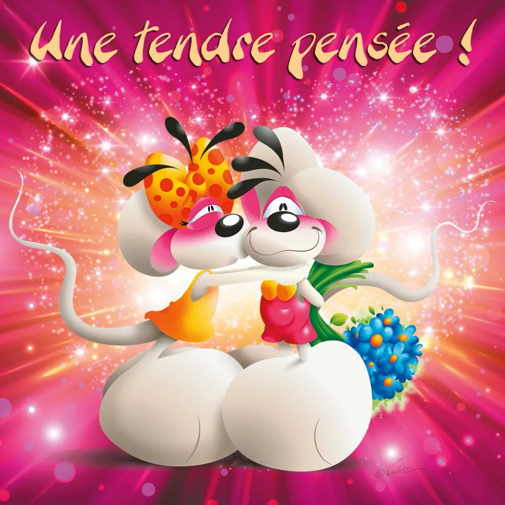 Carte 3D Diddl - Une tendre pensée!