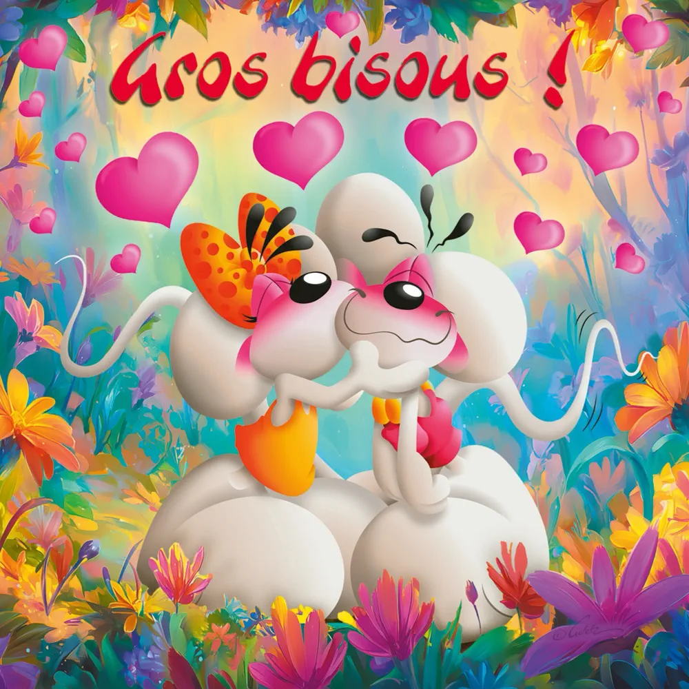 Carte 3D Diddl - Gros bisous!