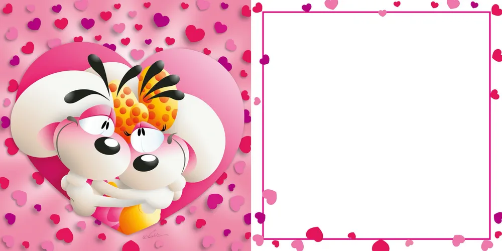 Carte 3D Diddl - Diddl & Diddlina Cœur rose sans t