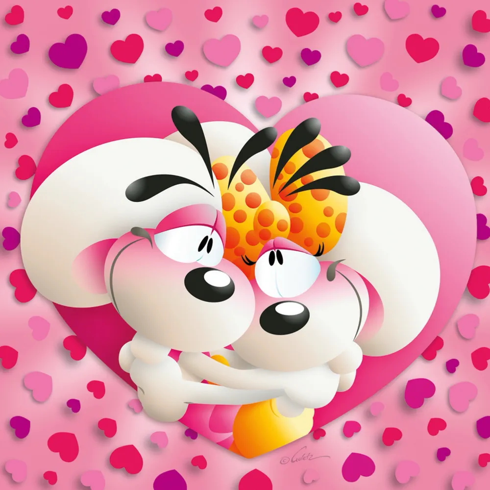 Carte 3D Diddl - Diddl & Diddlina Cœur rose sans t