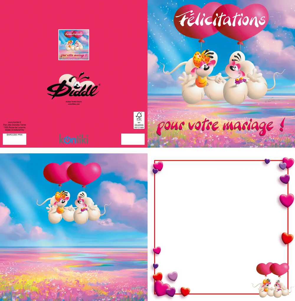 Carte 3D Diddl - Félicitations pour votre mariage!