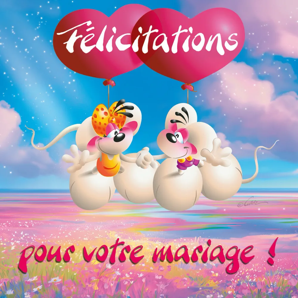 Carte 3D Diddl - Félicitations pour votre mariage!
