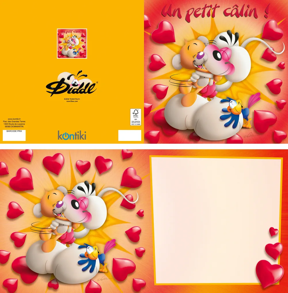 Carte 3D Diddl - Un petit câlin!