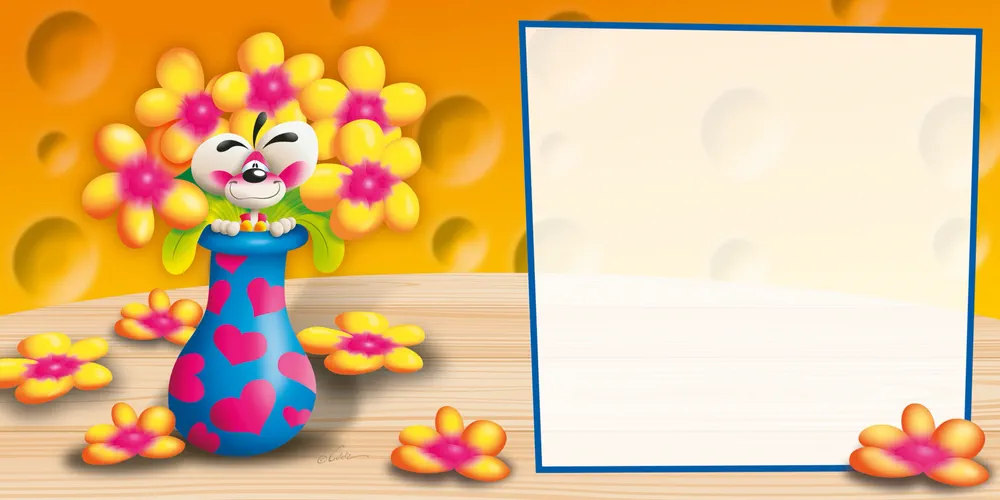 Carte 3D Diddl - Bouquet de fleurs sans texte