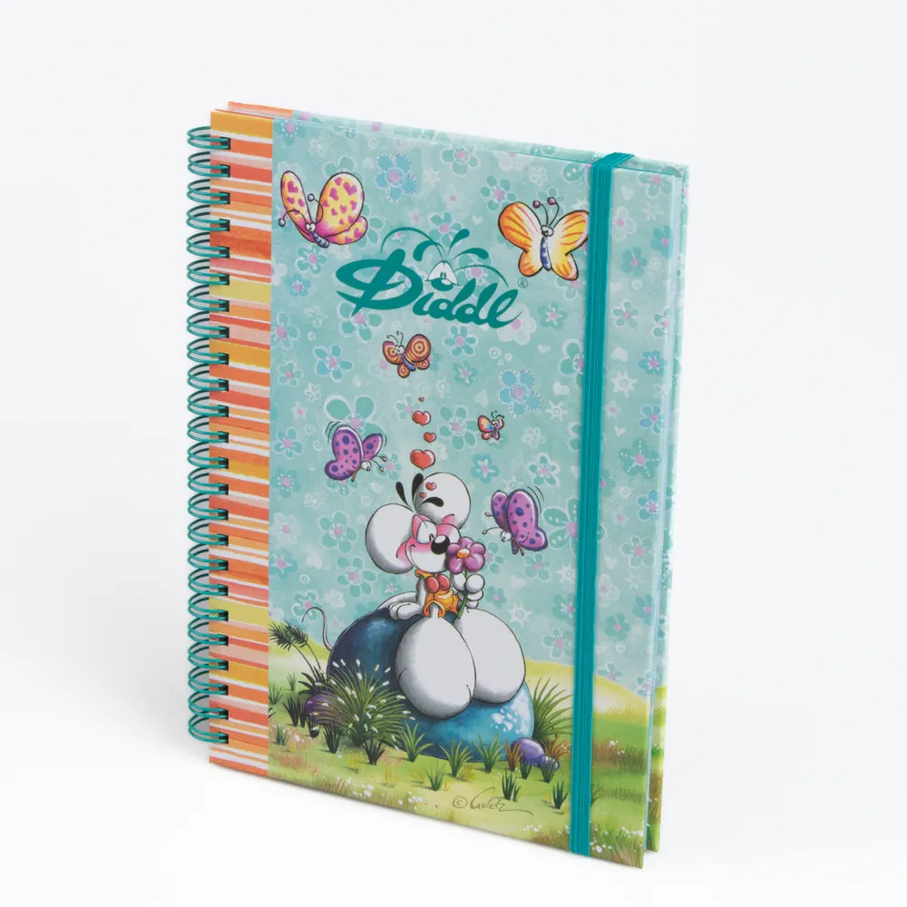 Cahier à spirale A5 Bleu Diddl élastique
