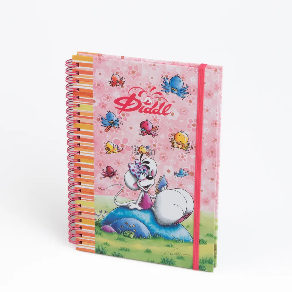 Cahier à spirale A5 Rose Diddlina élastique